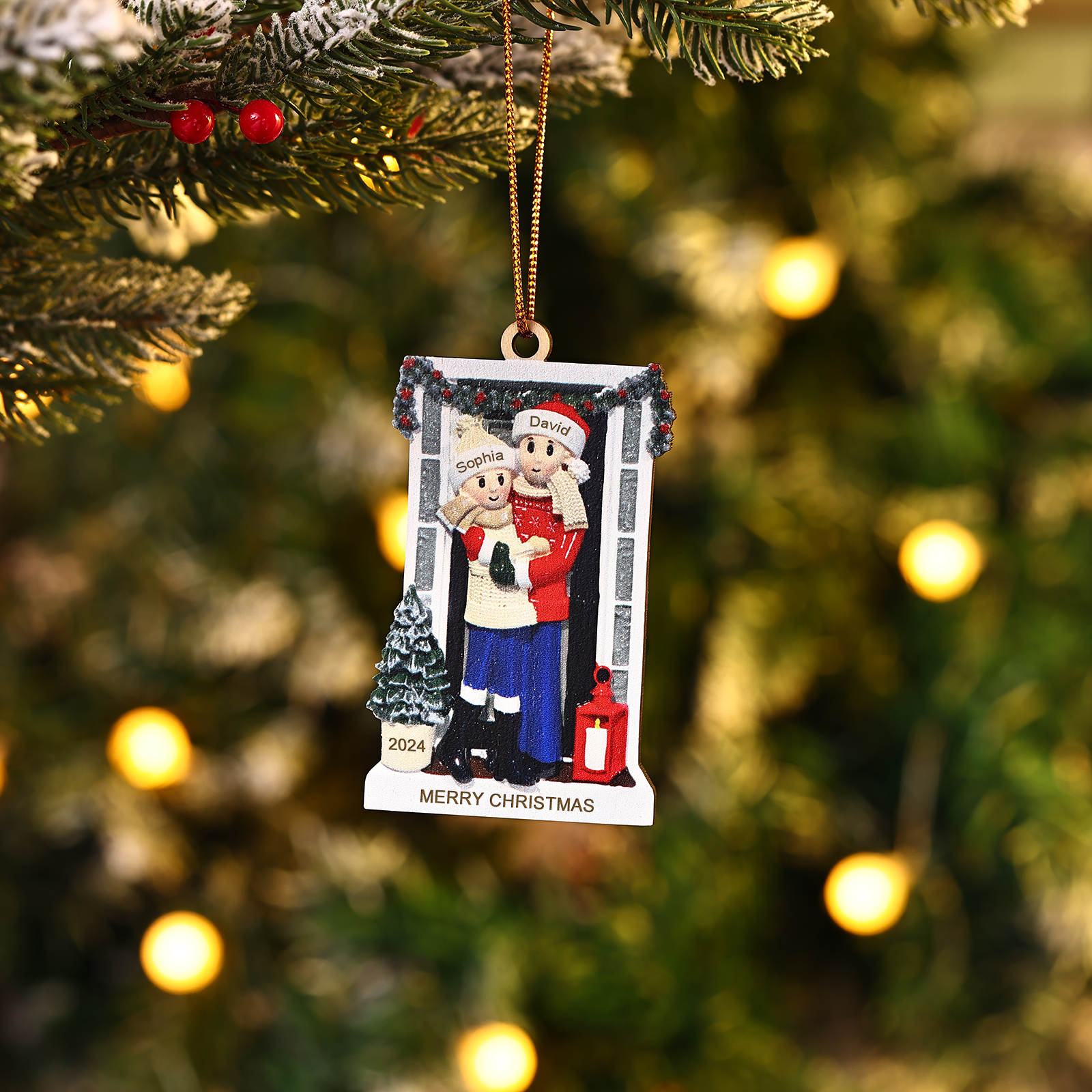 Navidad-Ornamento con Muñecos de Acrílico Familia con Perro 7 Nombres 