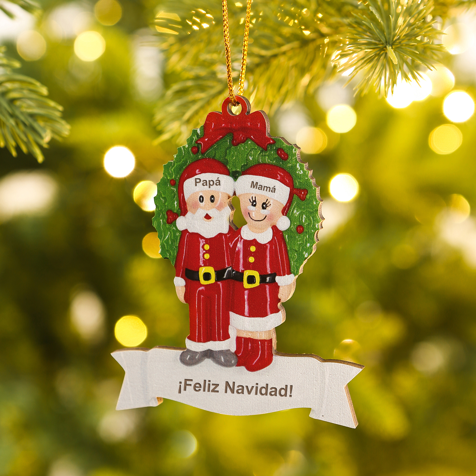 Navidad-Ornamento de madera muñecos de abuelos 3 nombres y 1 texto per