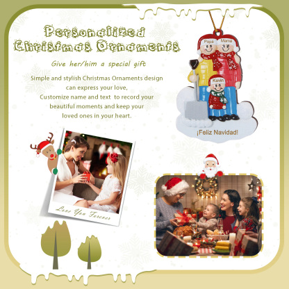 Navidad-Ornamento con muñecos de madera pala y nieve 3 nombres y texto personalizados | Jessemade