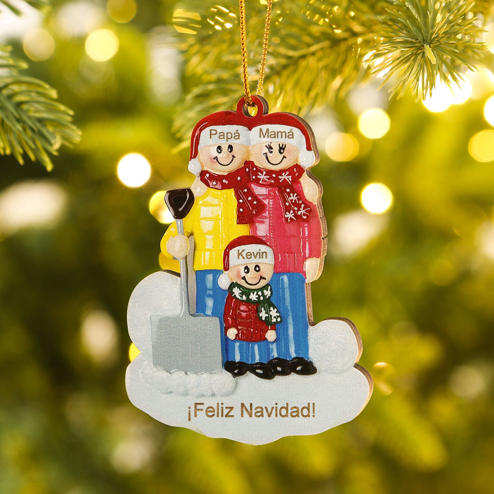 Navidad-Ornamento de madera muñecos de abuelos 3 nombres y 1 texto per
