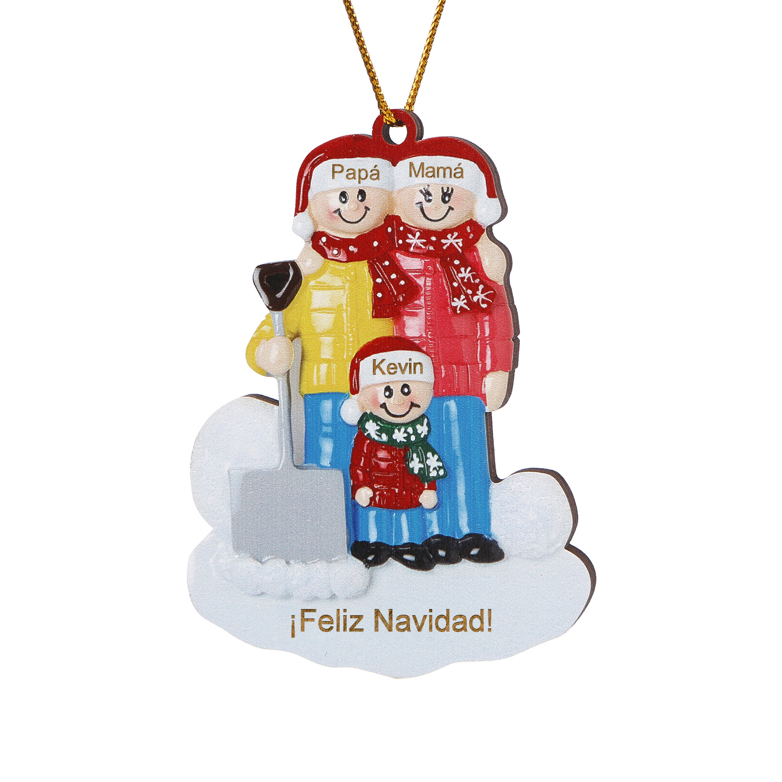 Navidad-Ornamento con muñecos de madera pala y nieve 3 nombres y texto personalizados | Jessemade