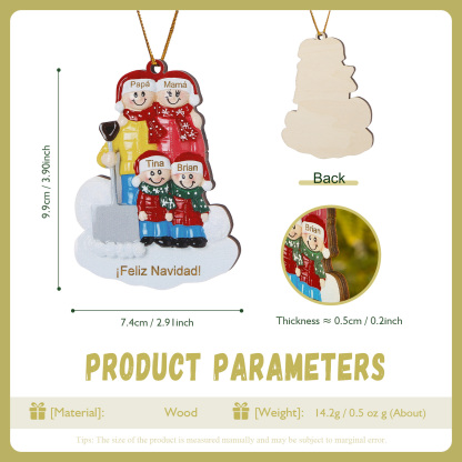 Navidad-Ornamento con muñecos de madera pala y nieve 4 nombres y texto personalizados | Jessemade