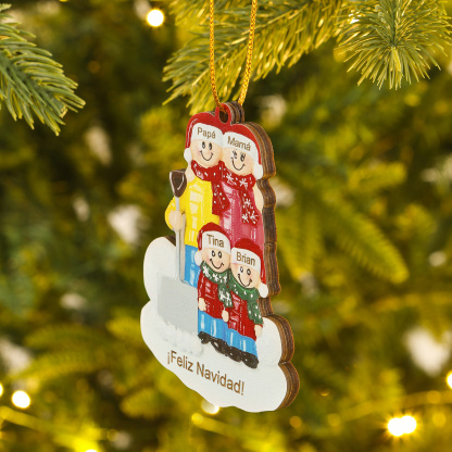 Navidad-Ornamento con muñecos de madera pala y nieve 4 nombres y texto personalizados | Jessemade