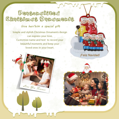 Navidad-Ornamento con muñecos de madera pala y nieve 5 nombres y texto personalizados | Jessemade