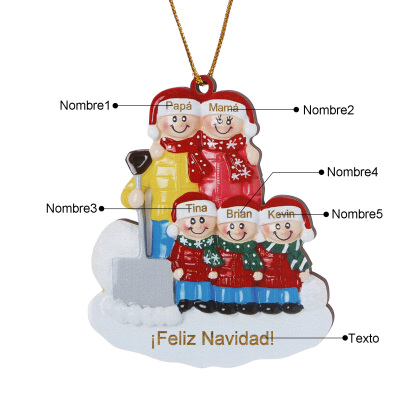 Navidad-Ornamento con muñecos de madera pala y nieve 5 nombres y texto personalizados | Jessemade