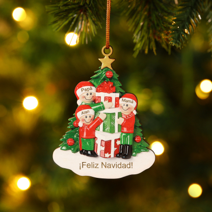 Navidad-Ornamento de madera muñecos de abuelos 3 nombres y 1 texto per