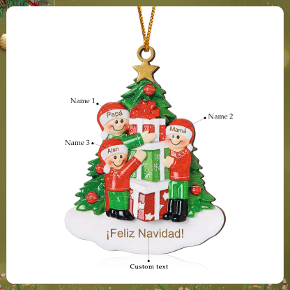 Navidad-Ornamento con muñecos de madera poniendo regalos 3 nombres y texto personalizados | Jessemade