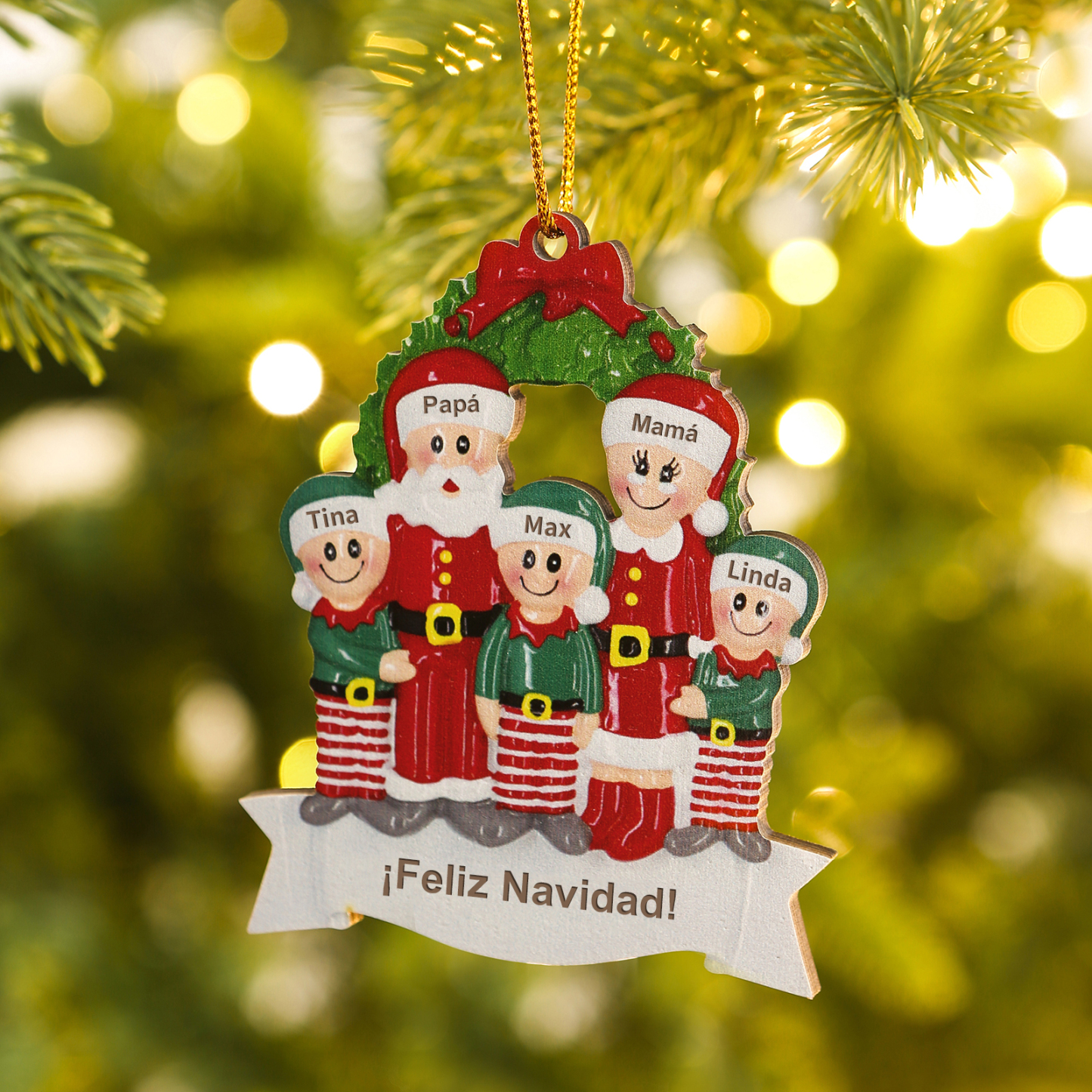 Navidad-Ornamento de madera muñecos de abuelos 3 nombres y 1 texto per