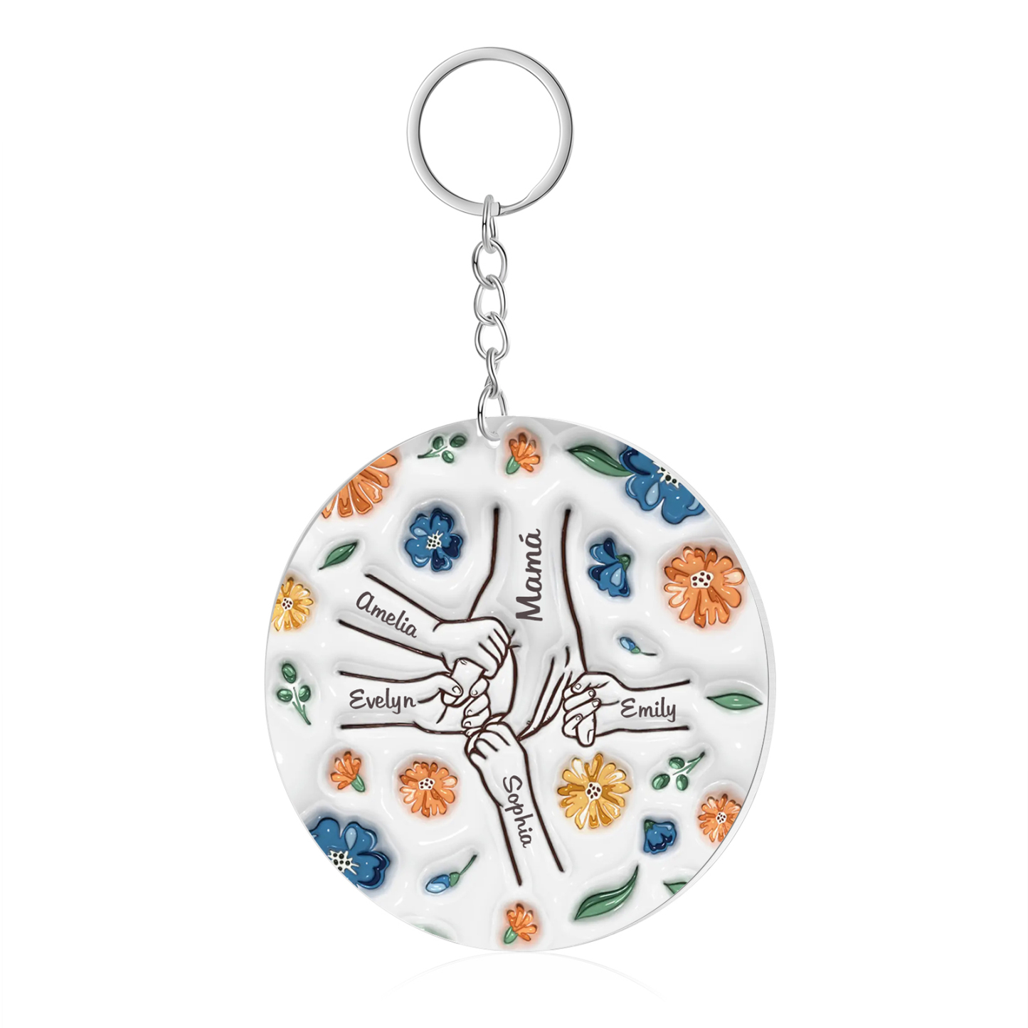 Navidad-Ornamento de acrílico mano y manito con flores 5 nombres personalizados | Jessemade