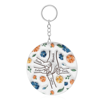 Navidad-Ornamento de acrílico mano y manito con flores 5 nombres personalizados | Jessemade