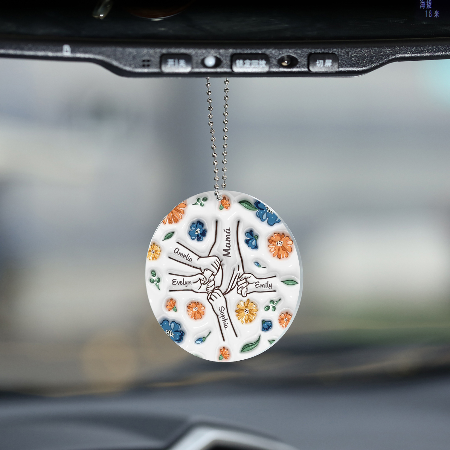 Navidad-Ornamento de acrílico mano y manito con flores 5 nombres personalizados | Jessemade