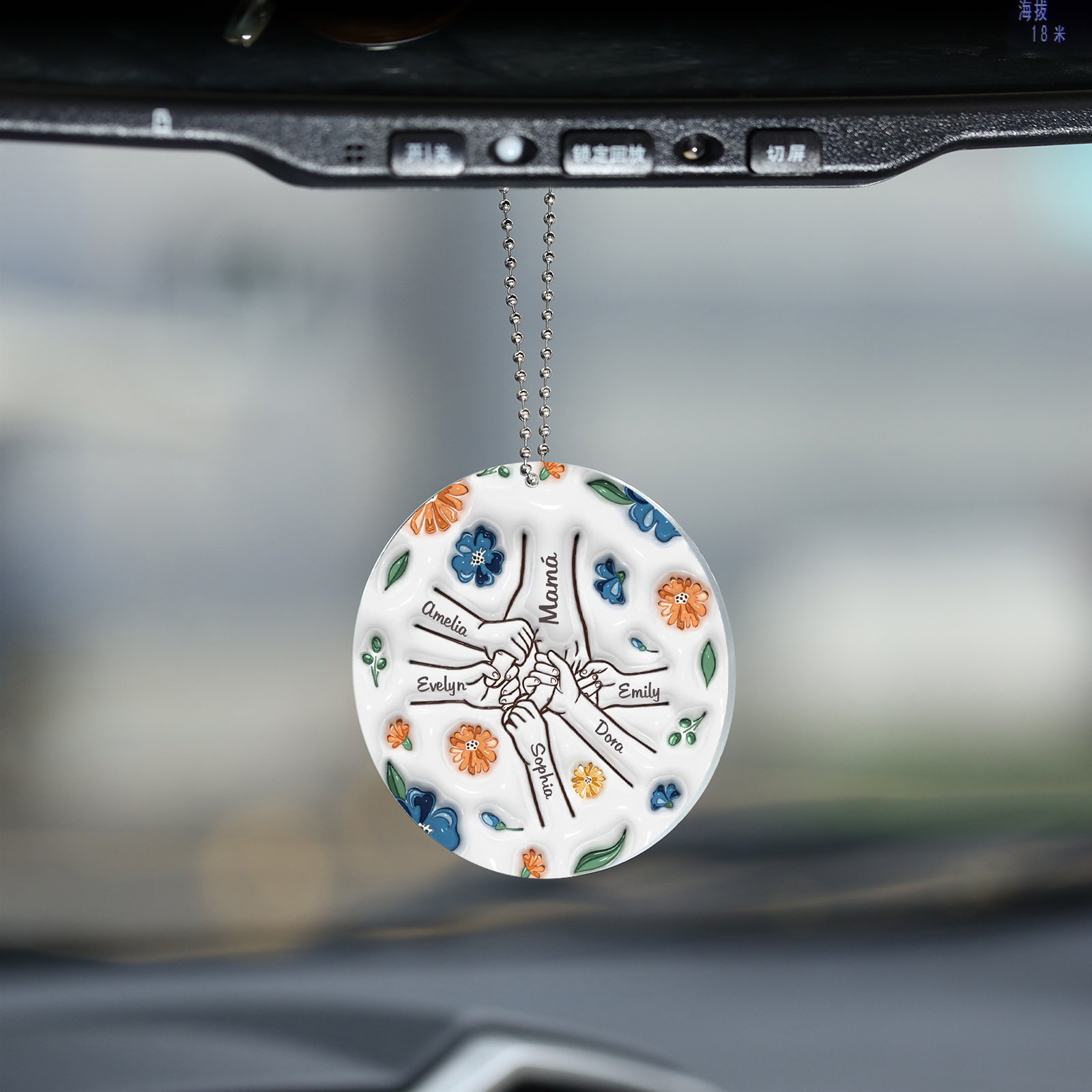 Navidad-Ornamento de acrílico mano y manito con flores 6 nombres personalizados | Jessemade