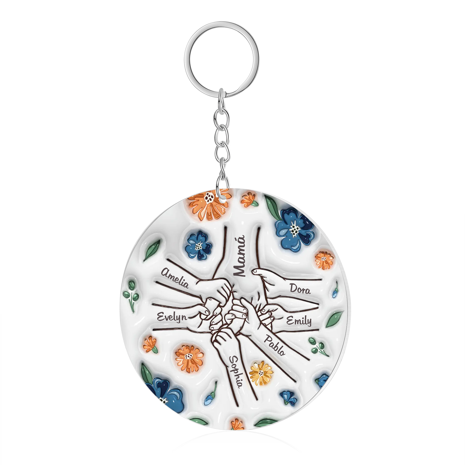 Navidad-Ornamento de acrílico mano y manito con flores 7 nombres personalizados | Jessemade