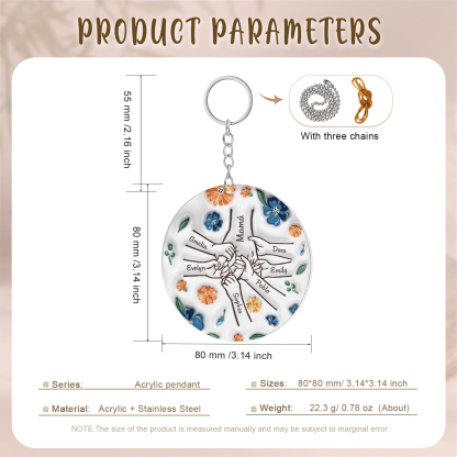 Navidad-Ornamento de acrílico mano y manito con flores 7 nombres personalizados | Jessemade