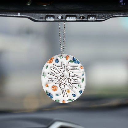 Navidad-Ornamento de acrílico mano y manito con flores 9 nombres personalizados | Jessemade