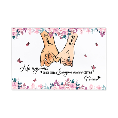 Placa de acrílico en forma de rectángulo para pareja con 2 nombres personalizados | Jessemade