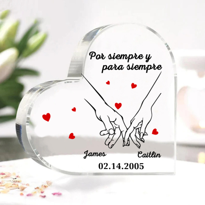 Placa de acrílico en forma de corazón para pareja con 2 nombres y fecha personalizados | Jessemade