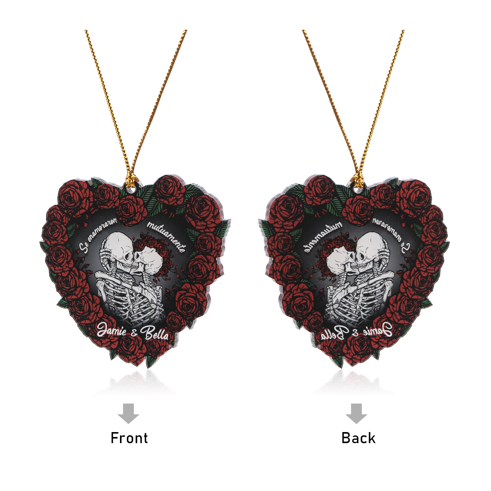 Navidad-Ornamento para pareja de acrílico en forma de corazón 2 nombres personalizados | Jessemade