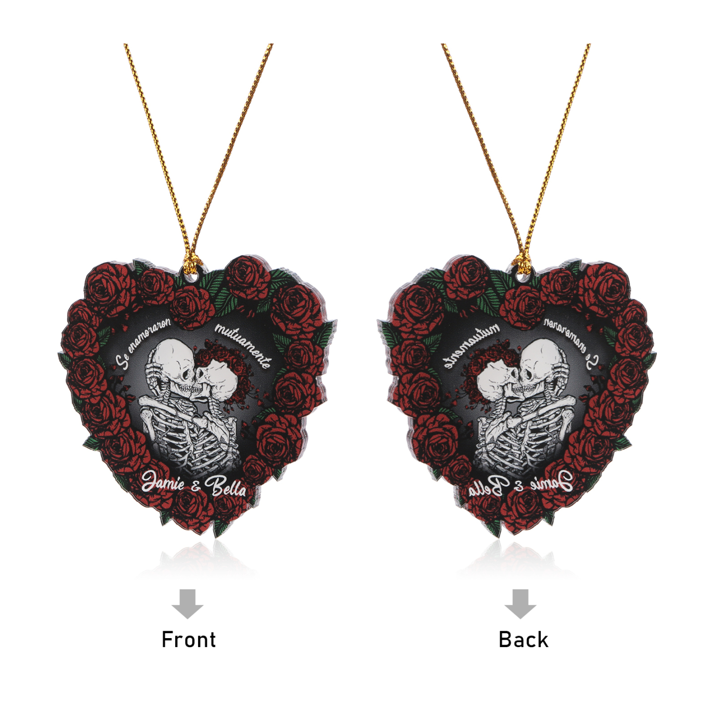 Navidad-Ornamento para pareja de acrílico en forma de corazón 2 nombres personalizados | Jessemade