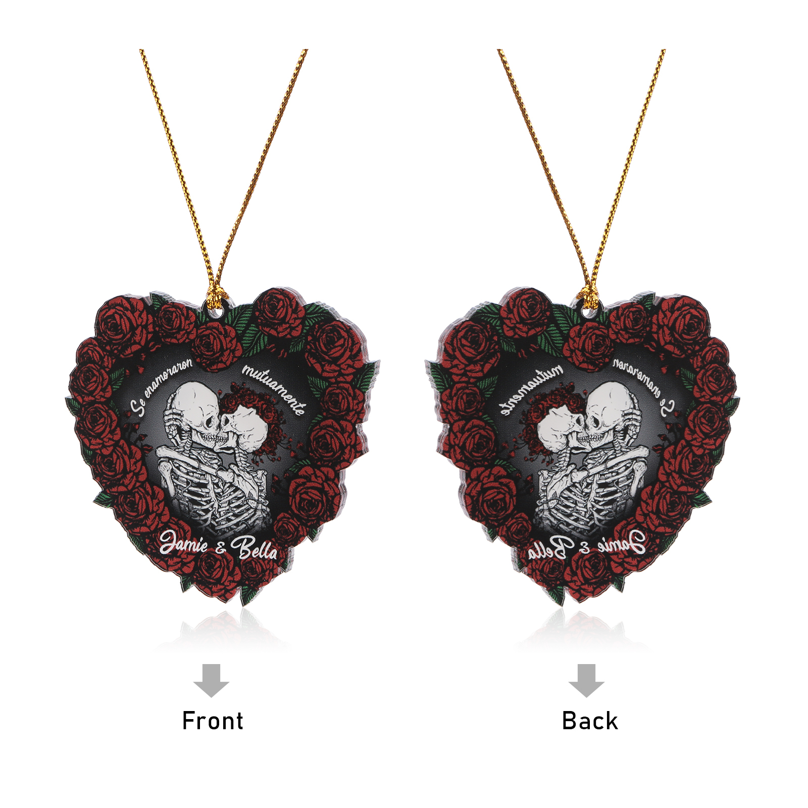 Navidad-Ornamento para pareja de acrílico en forma de corazón 2 nombres personalizados | Jessemade