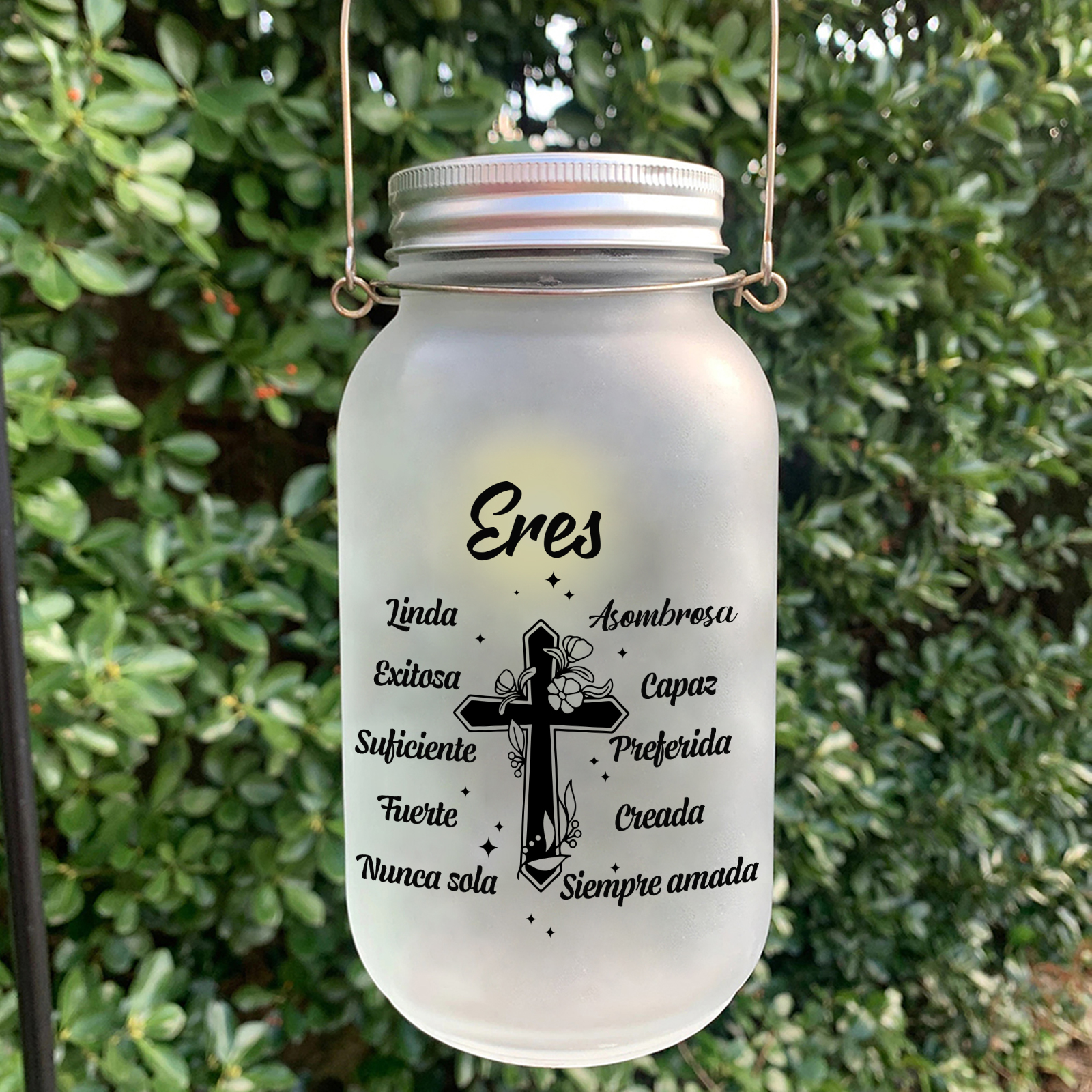 Botella con Lámpara Conmemorativa a un Ser Querido Personalizada con Nombre y Flor de Nacimiento | Jessemade