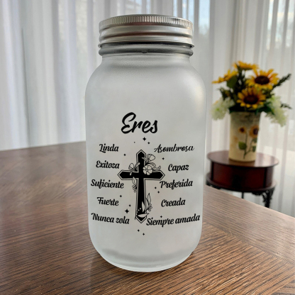 Botella con Lámpara Conmemorativa a un Ser Querido Personalizada con Nombre y Flor de Nacimiento | Jessemade