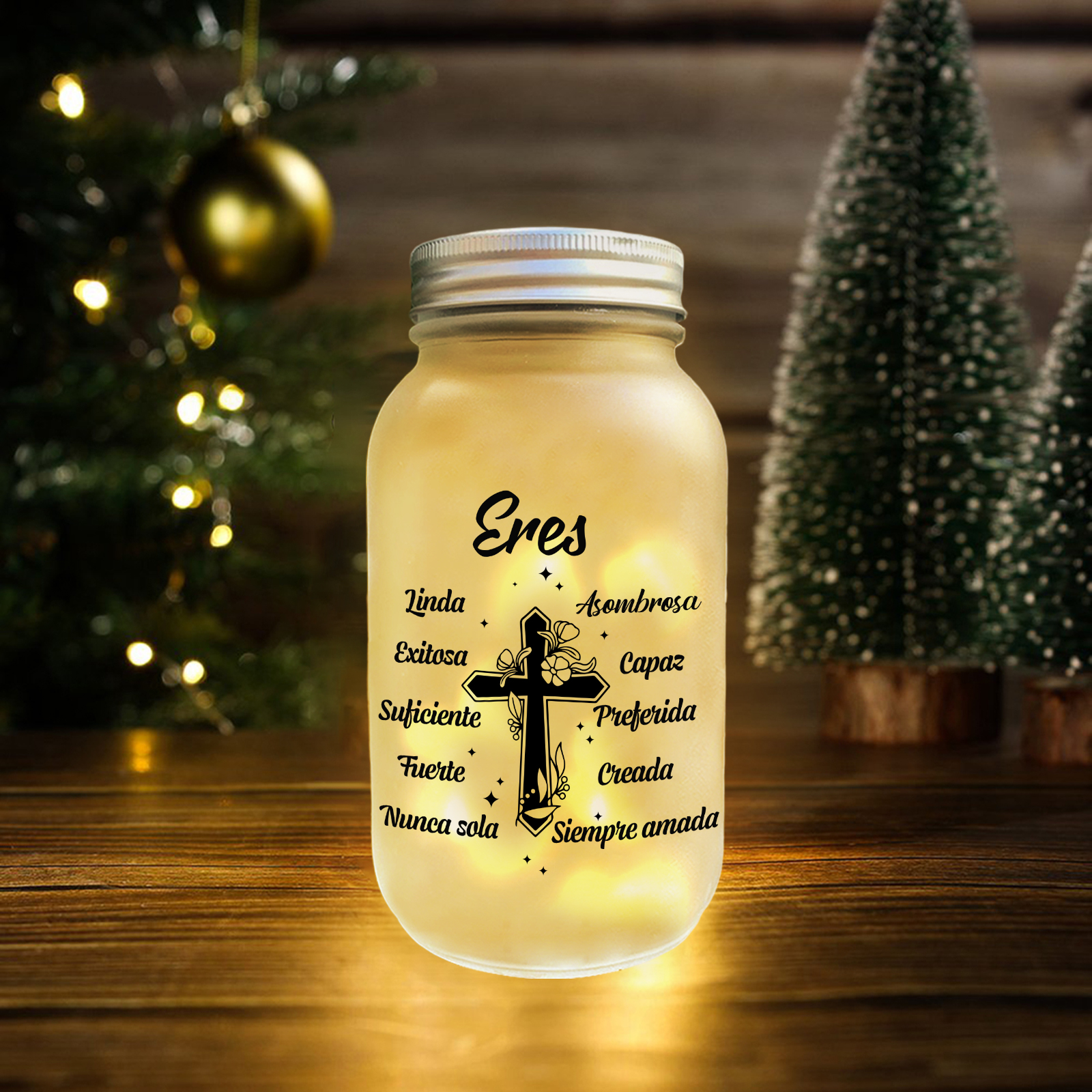 Botella con Lámpara Conmemorativa a un Ser Querido Personalizada con N