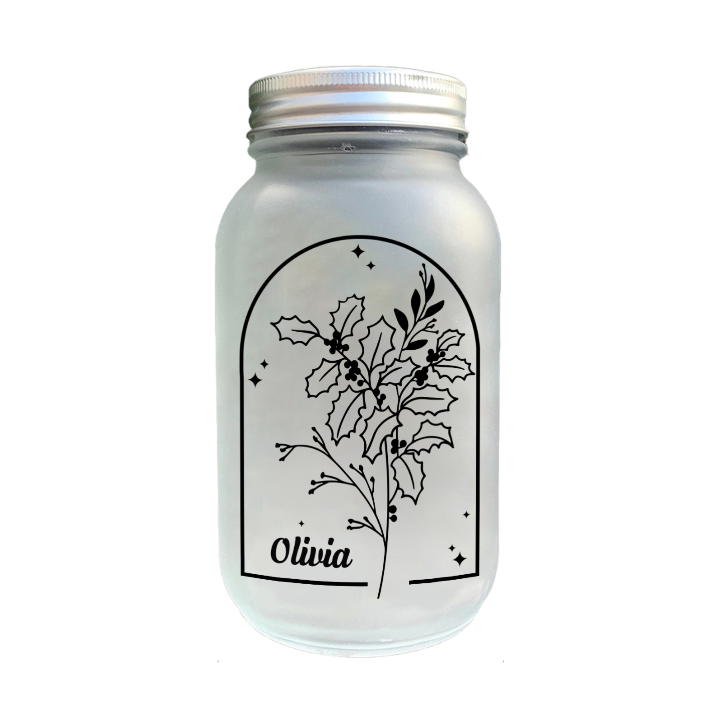 Botella con Lámpara Conmemorativa a un Ser Querido Personalizada con Nombre y Flor de Nacimiento | Jessemade