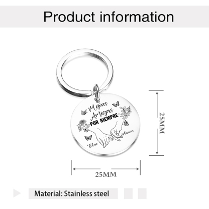 A mi hermana/amiga - Llavero con 2 nombres, flores de nacimiento y textos personalizados pinky swear | Jessemade