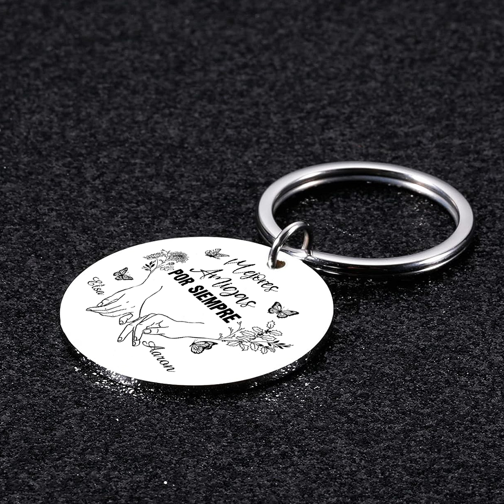 A mi hermana/amiga - Llavero con 2 nombres, flores de nacimiento y textos personalizados pinky swear | Jessemade