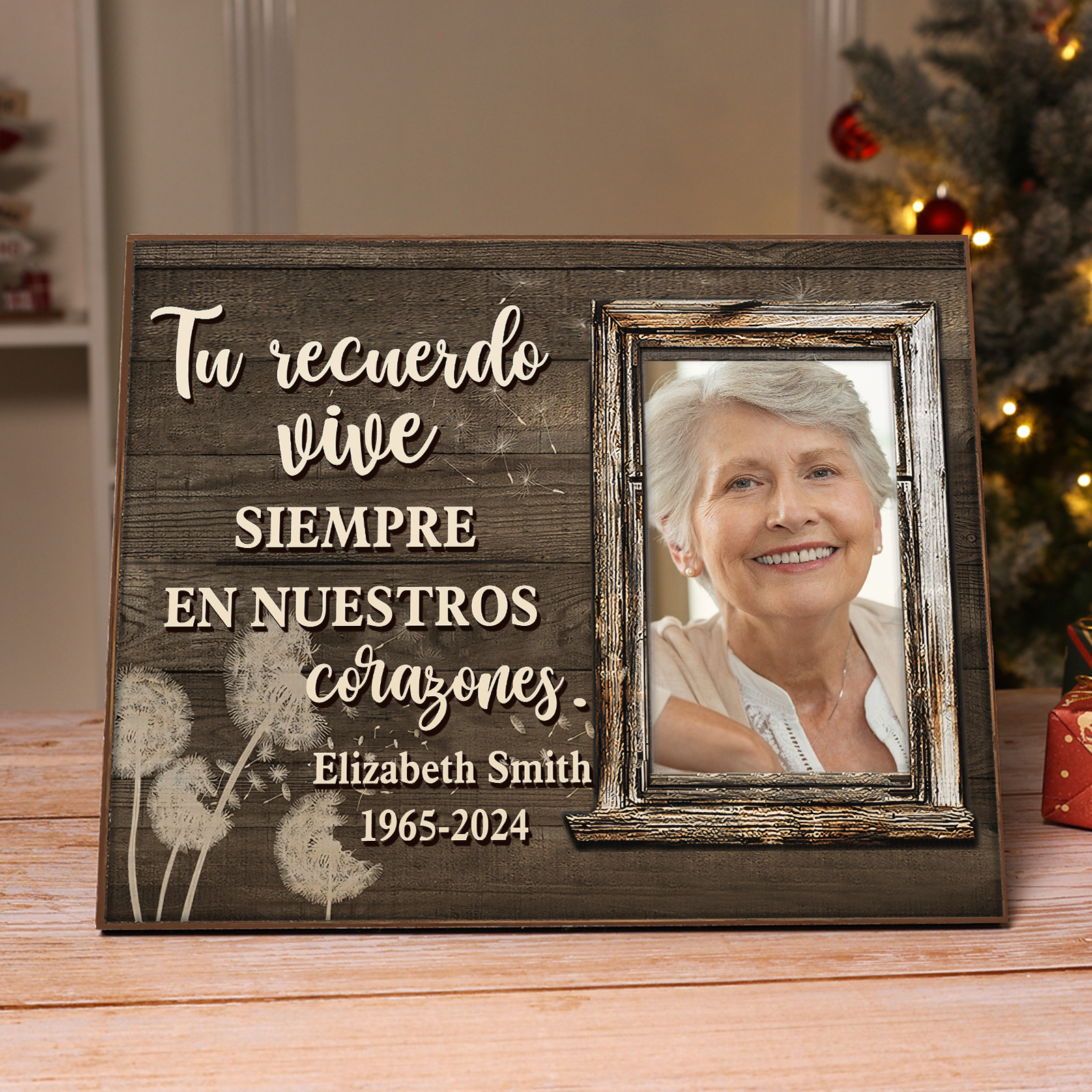 Lámina de madera con dientes de león en memoria a un ser querido nombre, años y foto personalizada | Jessemade