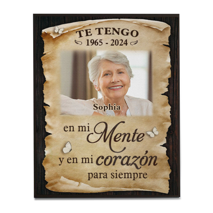 Lámina de madera en memoria a un ser querido nombre, años y foto personalizada | Jessemade