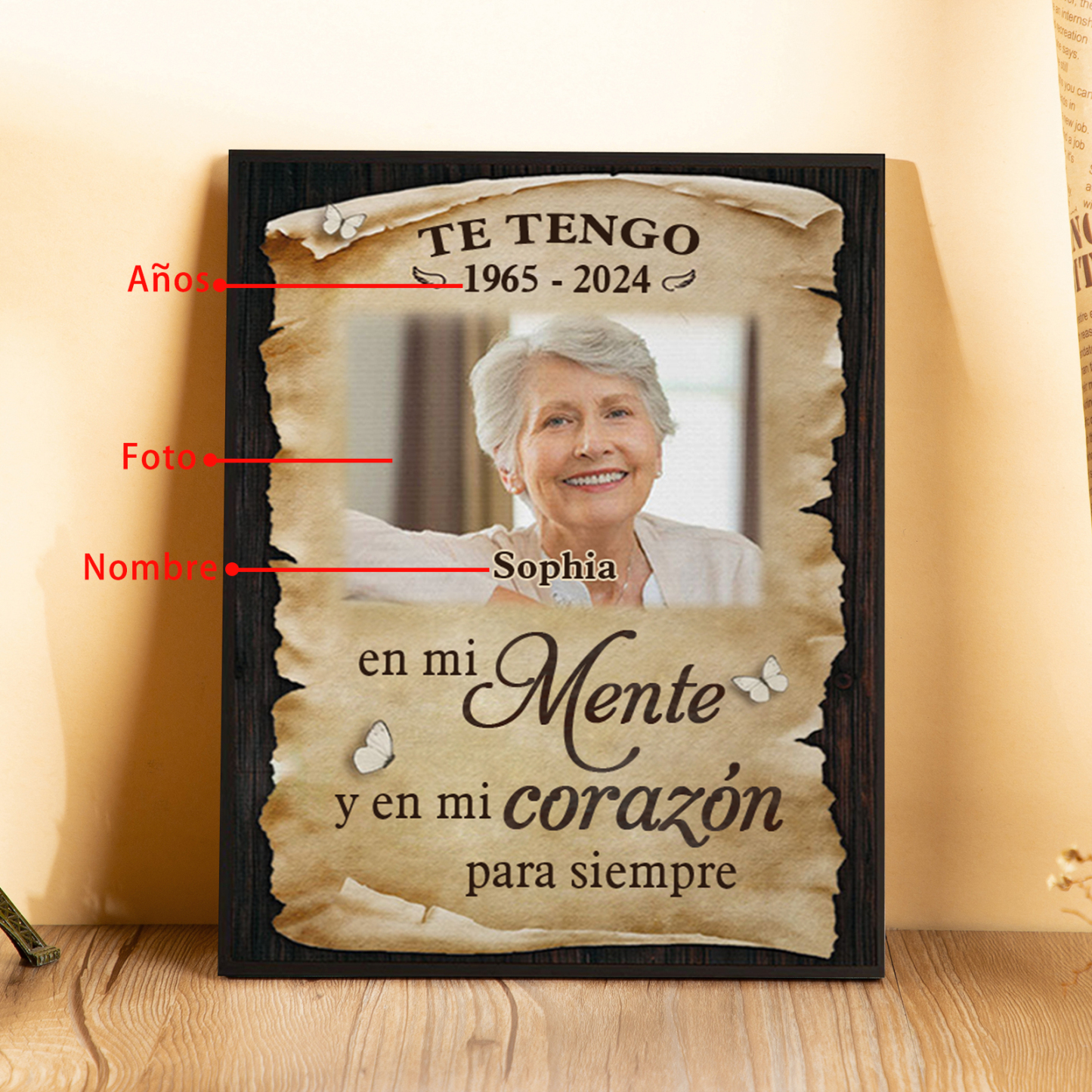 Lámina de madera en memoria a un ser querido nombre, años y foto personalizada | Jessemade