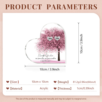 A familia-Placa de acrílico en forma de corazón árbol de vida 2 nombres personalizados | Jessemade