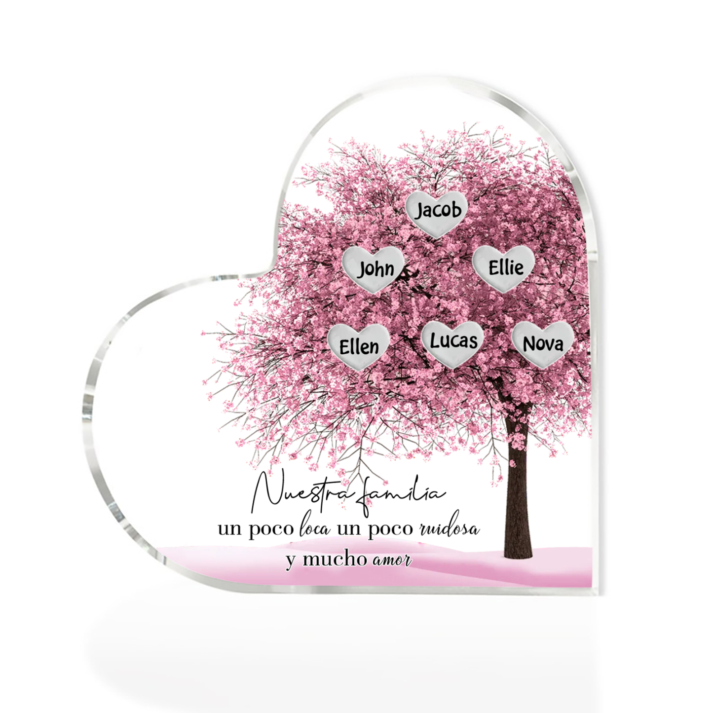 A familia-Placa de acrílico en forma de corazón árbol de vida 6 nombres personalizados | Jessemade