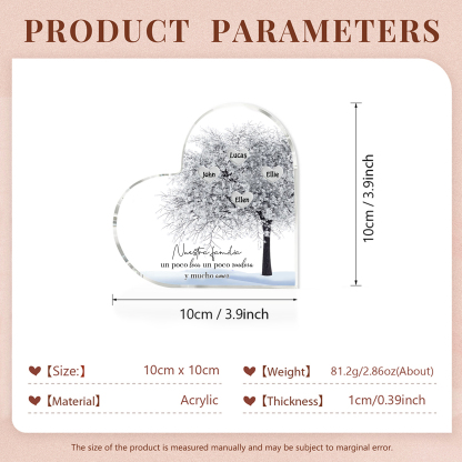 A familia-Placa de acrílico en forma de corazón Feliz Navidad árbol de vida 4 nombres personalizados | Jessemade