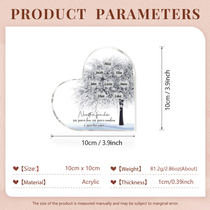 A familia-Placa de acrílico en forma de corazón Feliz Navidad árbol de vida 8 nombres personalizados | Jessemade