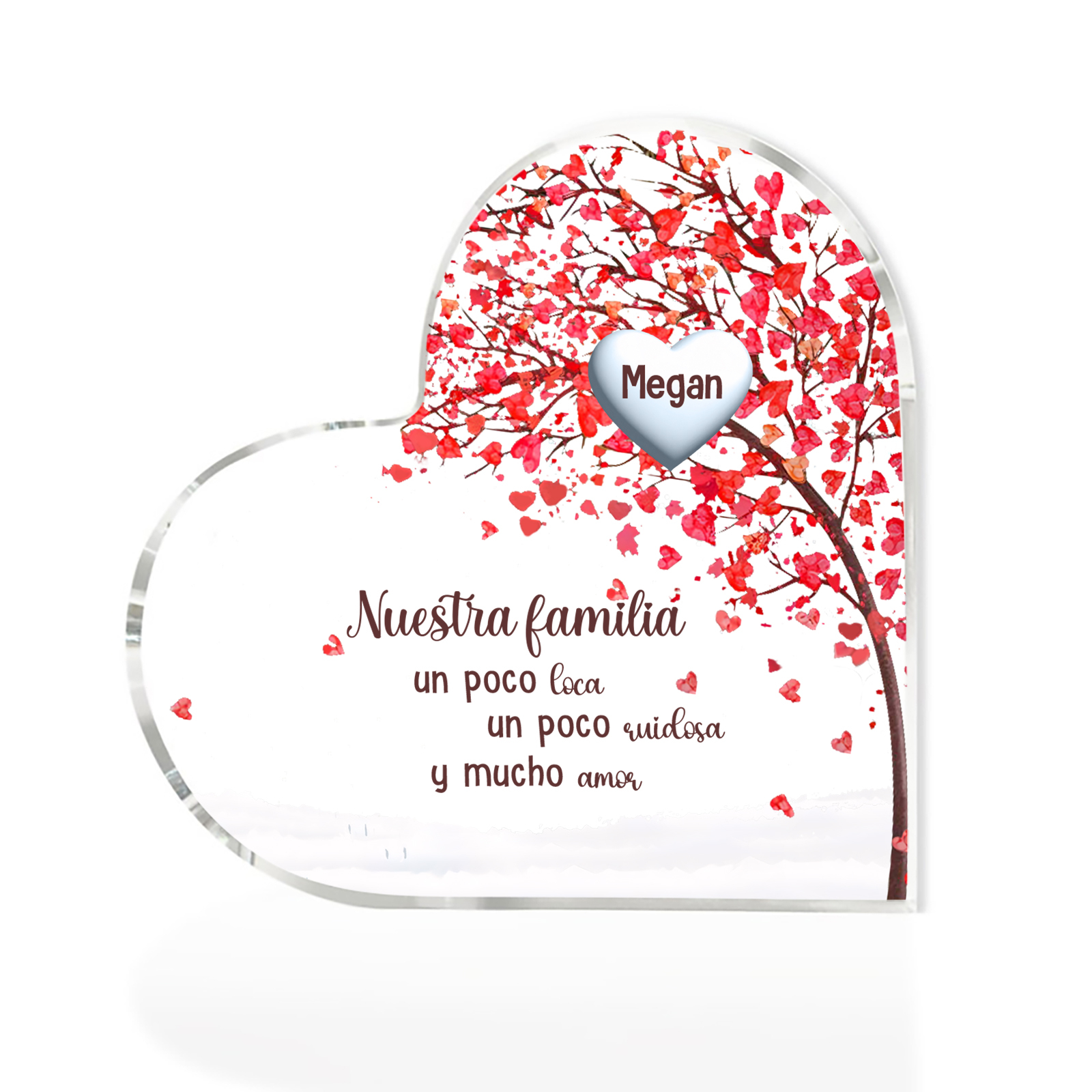 A la familia-Placa de acrílico en forma de corazón árbol de vida 1 nombre personalizado | Jessemade