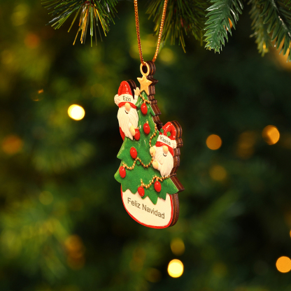 Navidad-Ornamento con muñecos de madera Santos 2 nombres y texto personalizados | Jessemade
