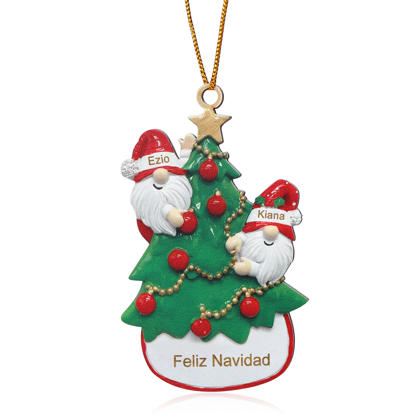 Navidad-Ornamento con muñecos de madera Santos 2 nombres y texto personalizados | Jessemade