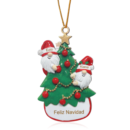 Navidad-Ornamento con muñecos de madera Santos 2 nombres y texto personalizados | Jessemade