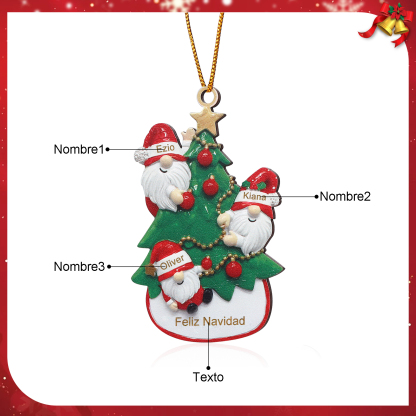 Navidad-Ornamento con muñecos de madera Santos 3 nombres y texto personalizados | Jessemade