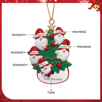 Navidad-Ornamento con muñecos de madera Santos 5 nombres y texto personalizados | Jessemade