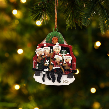 Ornamento Navideño 4 Nombres Personalizados Adorno de Madera
