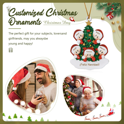 Navidad-Ornamento con muñecos de madera árbol 5 nombres y texto personalizados | Jessemade