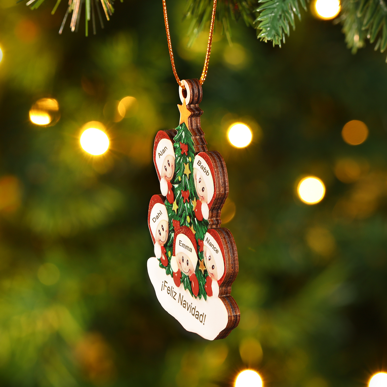 Navidad-Ornamento con muñecos de madera árbol 5 nombres y texto personalizados | Jessemade