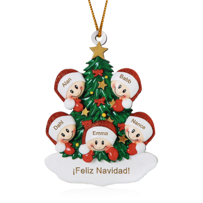 Navidad-Ornamento con muñecos de madera árbol 5 nombres y texto personalizados | Jessemade