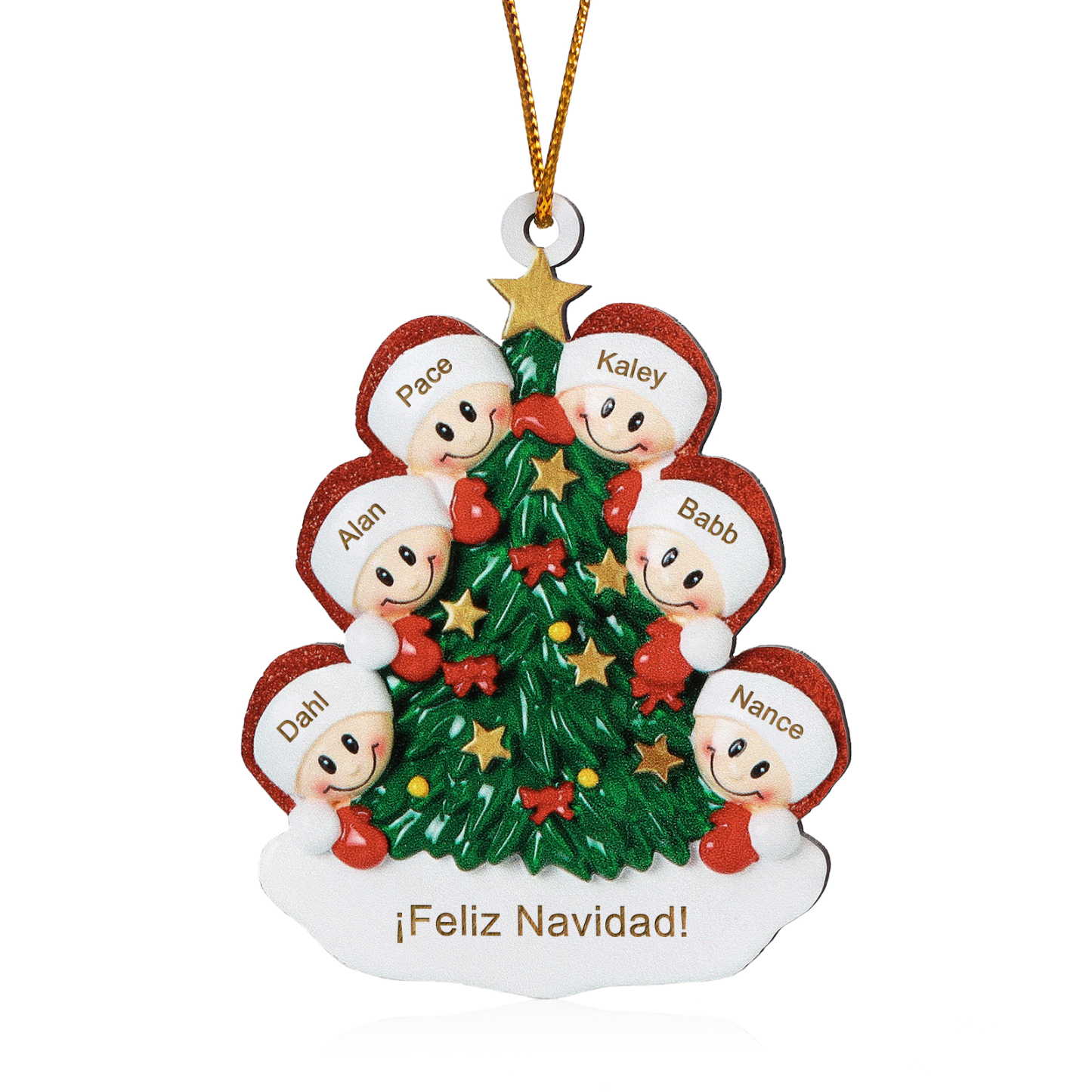 Navidad-Ornamento con muñecos de madera árbol 6 nombres y texto personalizados | Jessemade