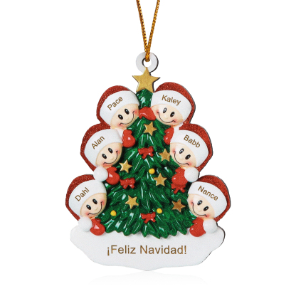 Navidad-Ornamento con muñecos de madera árbol 6 nombres y texto personalizados | Jessemade