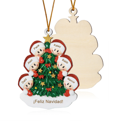 Navidad-Ornamento con muñecos de madera árbol 6 nombres y texto personalizados | Jessemade